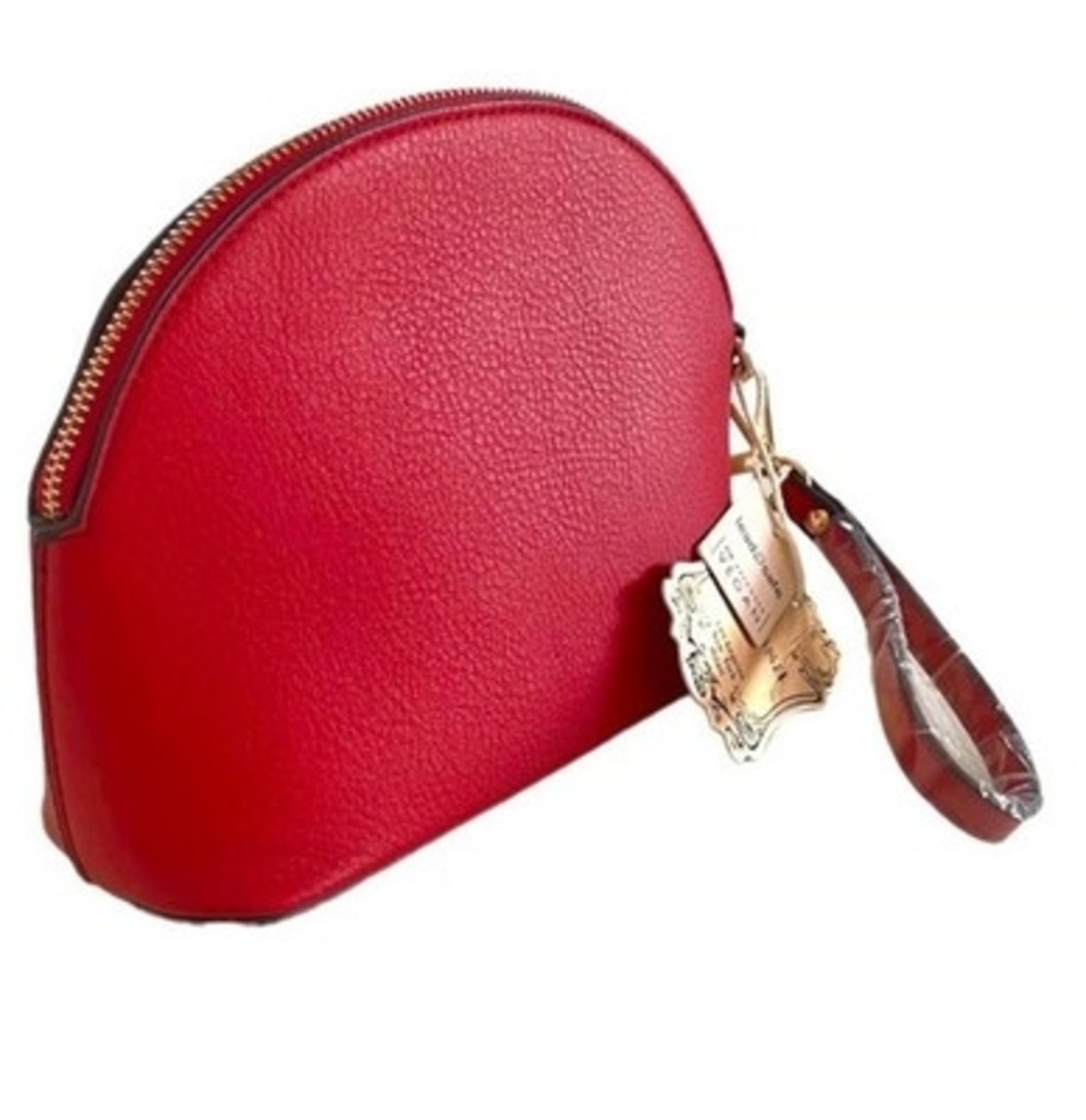 ALYSSA Red Vegan Leather Wrist Bag Small Women's Clutch Travel Handbag NWT - Picture 3 of 6